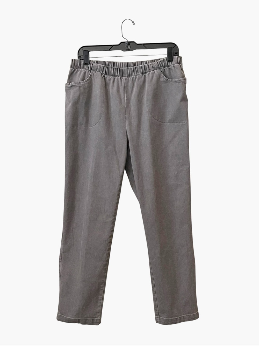 Woman Within Pull On Chino Pants Women's Size 16W Petite Gray Cotton Pockets